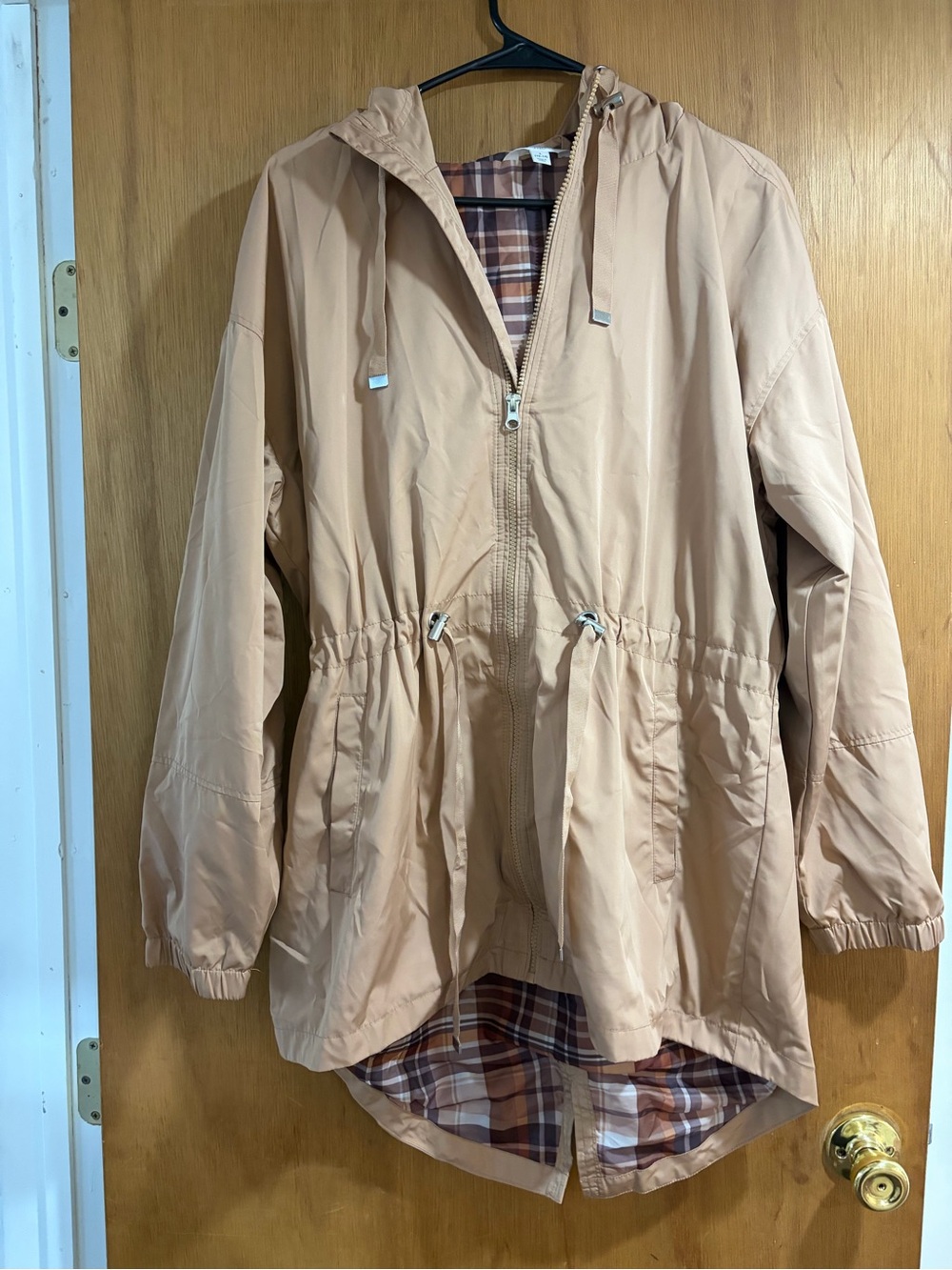 Time and Tru Tan Hooded Drawstring Anorak Jacket